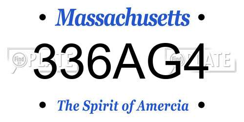 336AG4 Massachusetts License Plate