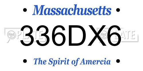 336DX6 Massachusetts License Plate