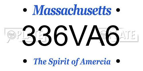 336VA6 Massachusetts License Plate