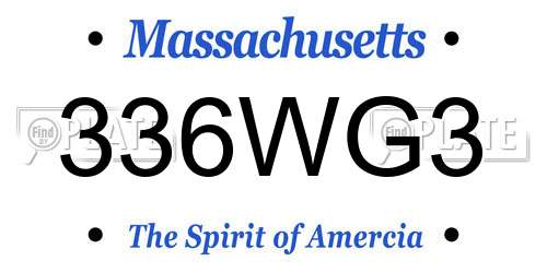 336WG3 Massachusetts License Plate