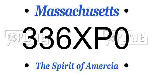 336XP0 Massachusetts License Plate