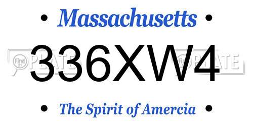 336XW4 Massachusetts License Plate