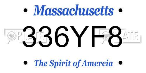 336YF8 Massachusetts License Plate