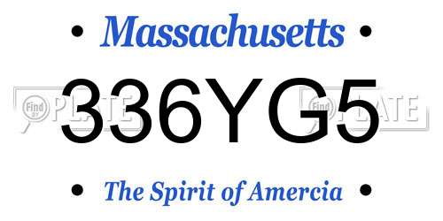 336YG5 Massachusetts License Plate