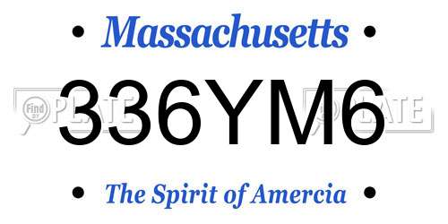 336YM6 Massachusetts License Plate