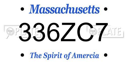 336ZC7 Massachusetts License Plate