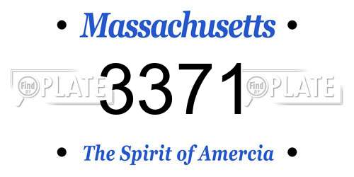 3371 Massachusetts License Plate