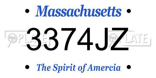 3374JZ Massachusetts License Plate