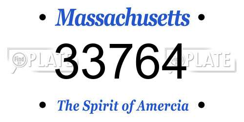 33764 Massachusetts License Plate