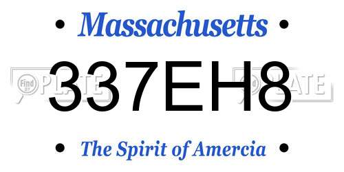 337EH8 Massachusetts License Plate