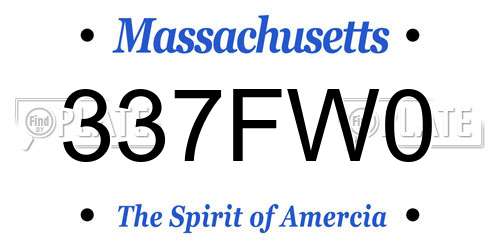 337FW0 Massachusetts License Plate
