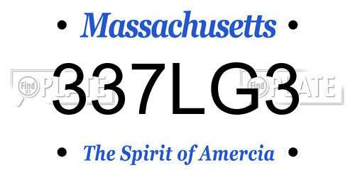 337LG3 Massachusetts License Plate