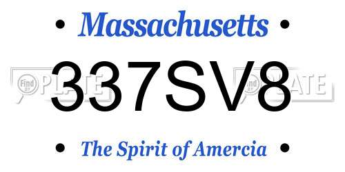 337SV8 Massachusetts License Plate