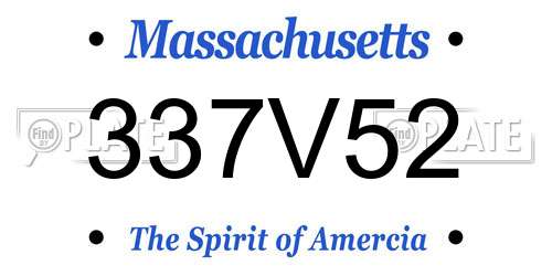 337V52 Massachusetts License Plate