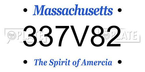 337V82 Massachusetts License Plate