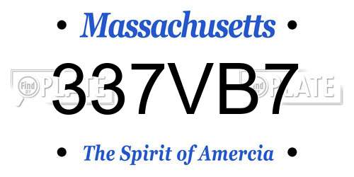 337VB7 Massachusetts License Plate