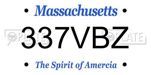 337VBZ Massachusetts License Plate