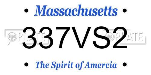 337VS2 Massachusetts License Plate