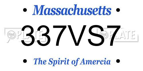 337VS7 Massachusetts License Plate