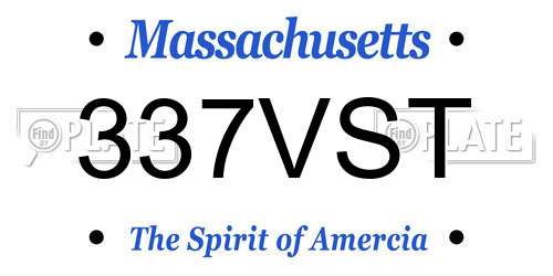 337VST Massachusetts License Plate