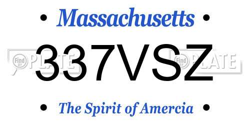 337VSZ Massachusetts License Plate