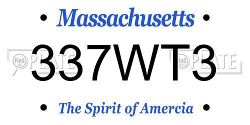 337WT3 Massachusetts License Plate