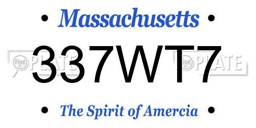 337WT7 Massachusetts License Plate
