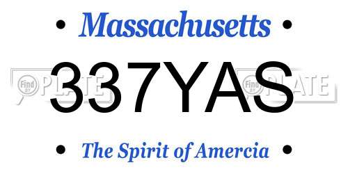 337YAS Massachusetts License Plate