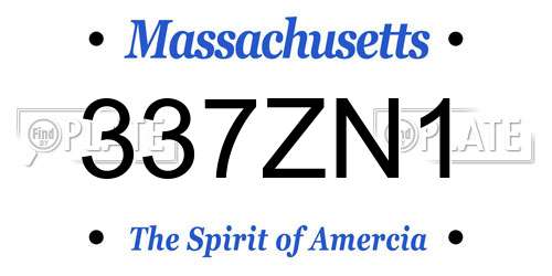 337ZN1 Massachusetts License Plate