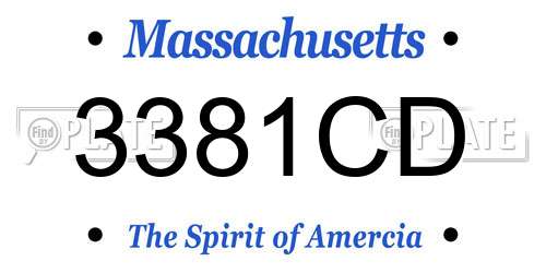 3381CD Massachusetts License Plate