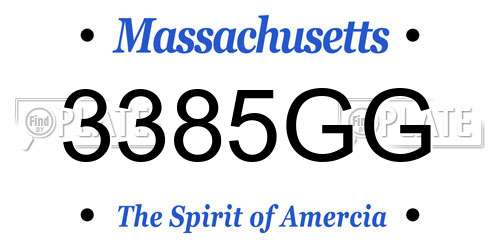 3385GG Massachusetts License Plate
