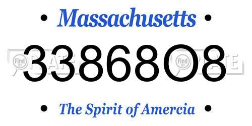 33868O8 Massachusetts License Plate
