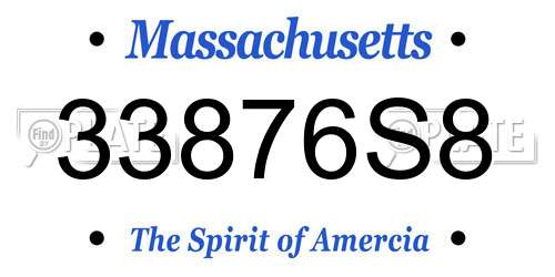 33876S8 Massachusetts License Plate