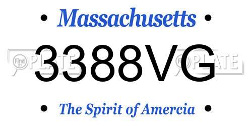 3388VG Massachusetts License Plate