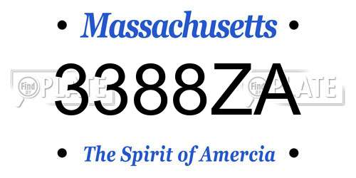 3388ZA Massachusetts License Plate