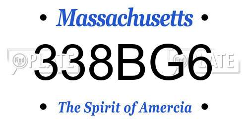 338BG6 Massachusetts License Plate