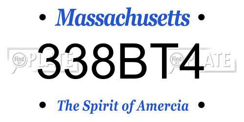 338BT4 Massachusetts License Plate