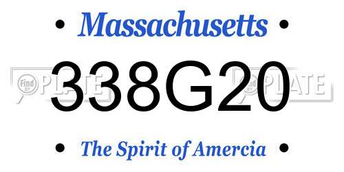 338G20 Massachusetts License Plate