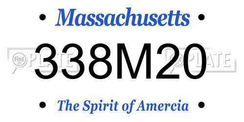 338M20 Massachusetts License Plate