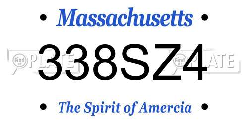 338SZ4 Massachusetts License Plate