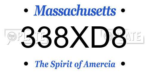 338XD8 Massachusetts License Plate