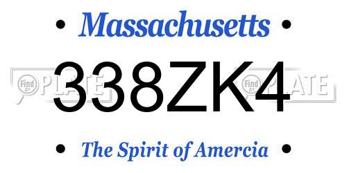 338ZK4 Massachusetts License Plate