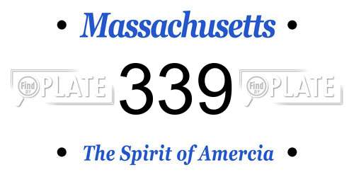 339 Massachusetts License Plate