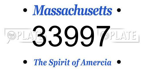 33997 Massachusetts License Plate