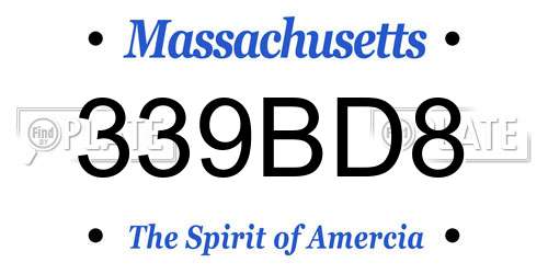 339BD8 Massachusetts License Plate