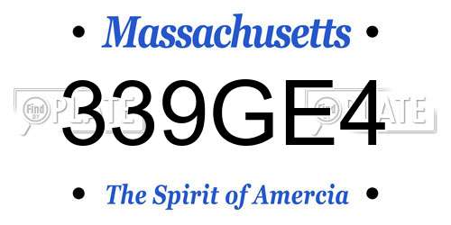 339GE4 Massachusetts License Plate