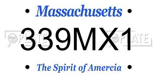 339MX1 Massachusetts License Plate