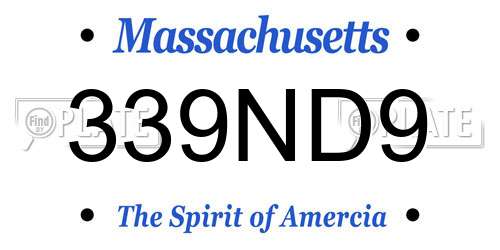 339ND9 Massachusetts License Plate