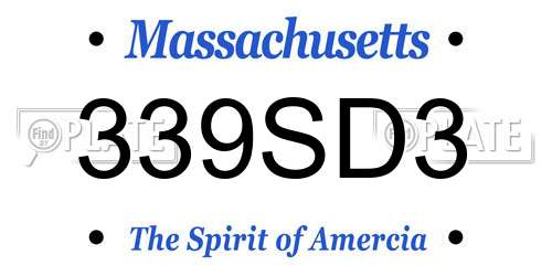 339SD3 Massachusetts License Plate