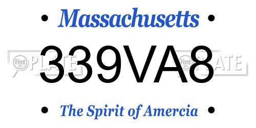 339VA8 Massachusetts License Plate